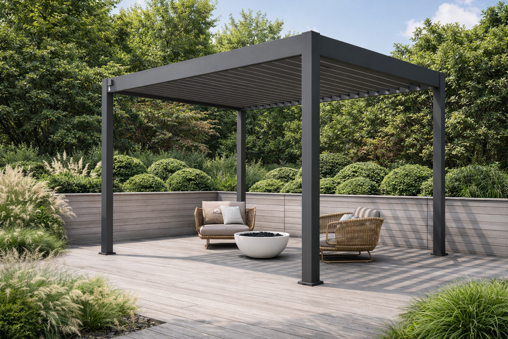 Пергола биоклиматическая алюминиевая Cronon Luna 3х3 м, антрацит