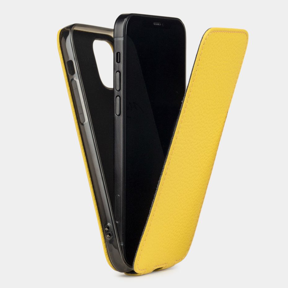 Чехол для iPhone 12 Pro Max из натуральной кожи теленка, желтого цвета