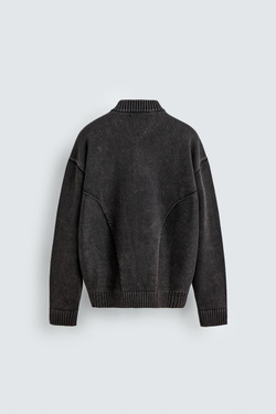 ZARA КАРДИГАН ИЗ ТРИКОТАЖА С ЭФФЕКТОМ ПОТЕРТОСТИ, КОРИЧНЕВЫЙ