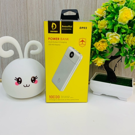 Power Bank 10000mAh, 2 USB, Denmen DP02, белый