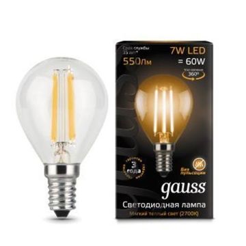Лампа Gauss LED Filament Globe E14 7W 2700K 105801107