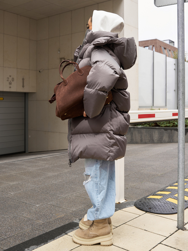 MIDI пуховик с объемным капюшоном, GREY ⛓️