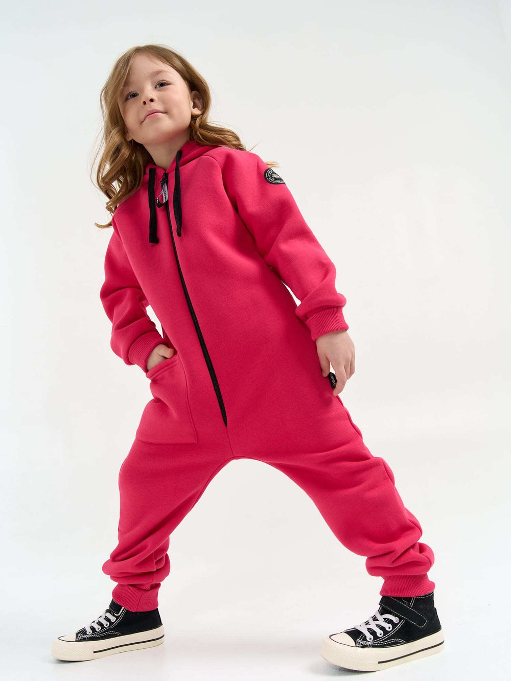 Комбинезон с накладным карманом "Фуксия" утепленный