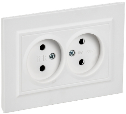 BRITE Розетка 2-местная без заземления без защитных шторок 10А в сборе РС12-2-БрАБ арктический белый IEK