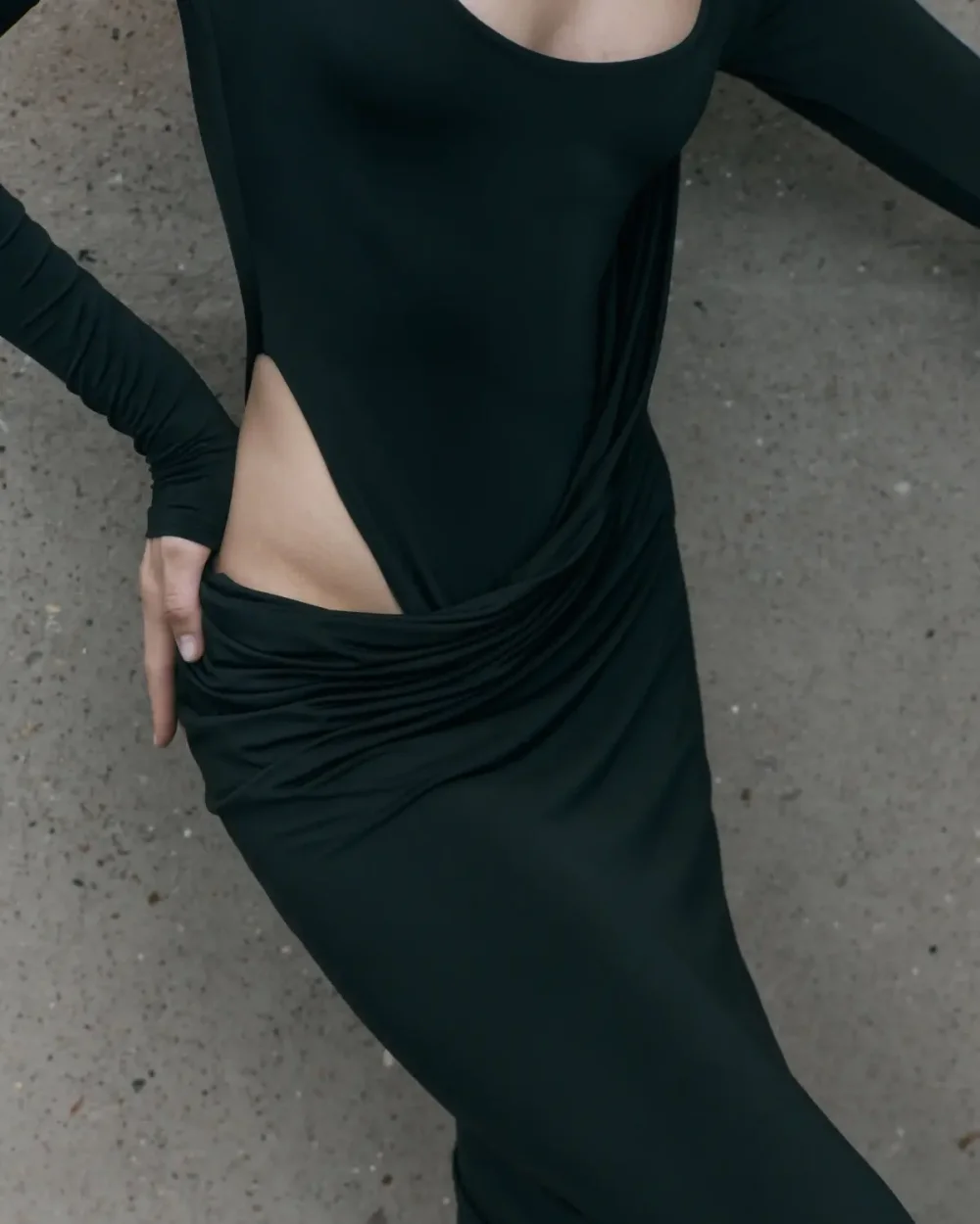 Платье Wave sleeve, Черный