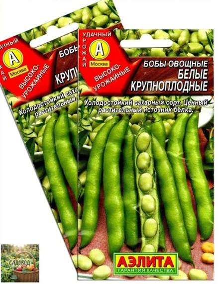 Бобы овощные БЕЛЫЕ КРУПНОПЛОДНЫЕ цв.пак. 10гр. Аэлита