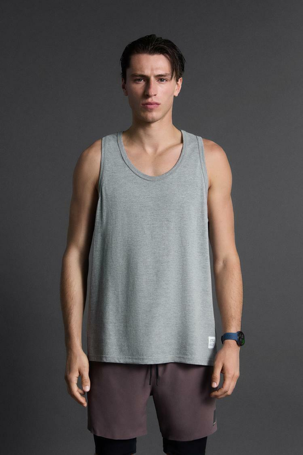 ZARA МАЙКА, СЕРЫЙ С МЕЛАНЖЕВЫМ ЭФФЕКТОМ