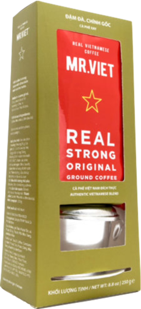 Кофе молотый Mr.Viet Real strong original набор с фином 250 г