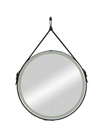 Зеркало "Millenium Black Led" D 650 на ремне из натуральной кожи черного цвета