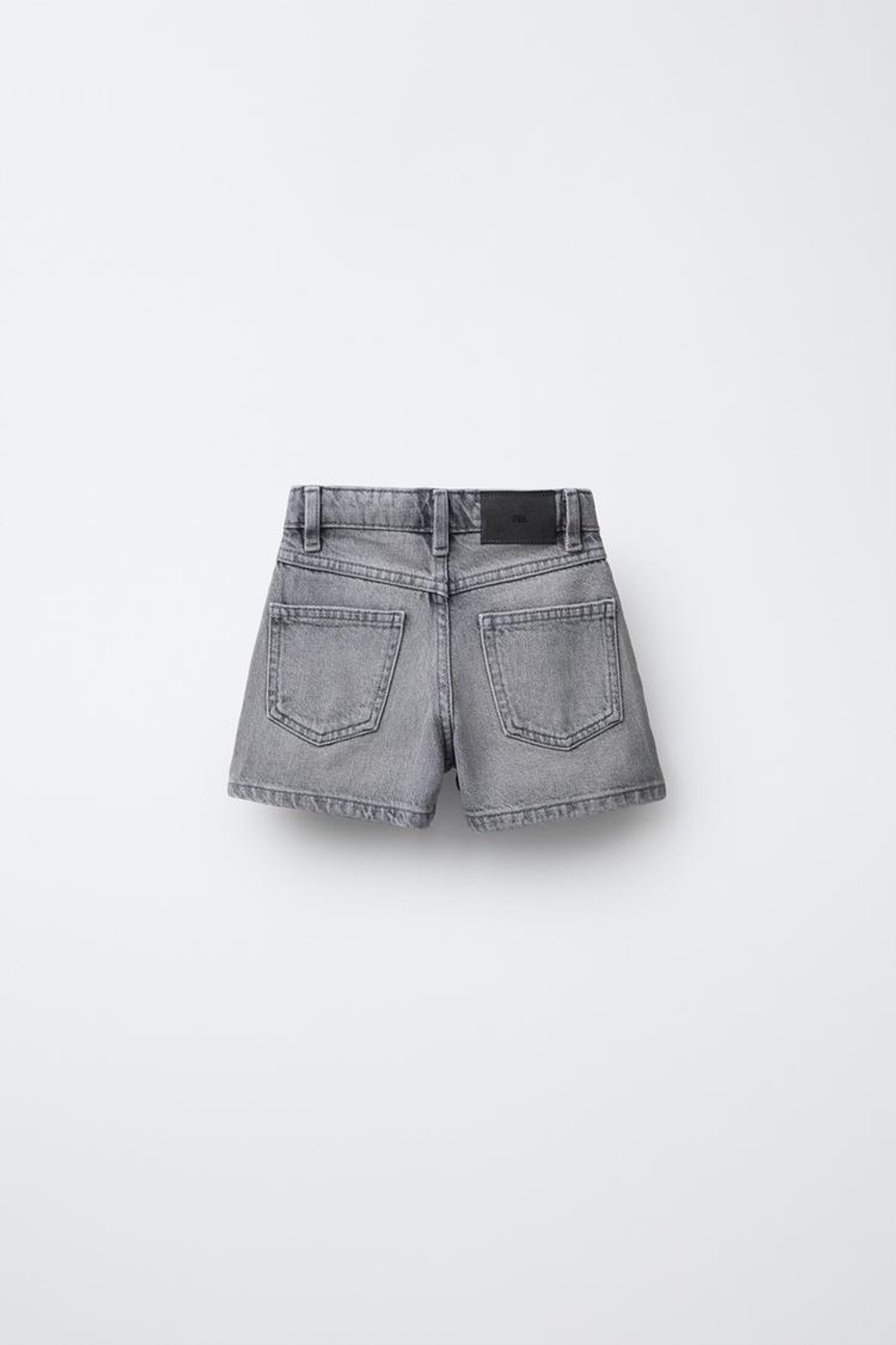 ZARA ДЖИНСОВАЯ ЮБКА-ШОРТЫ С ЗАКЛЕПКАМИ, КАМЕННО-СЕРЫЙ