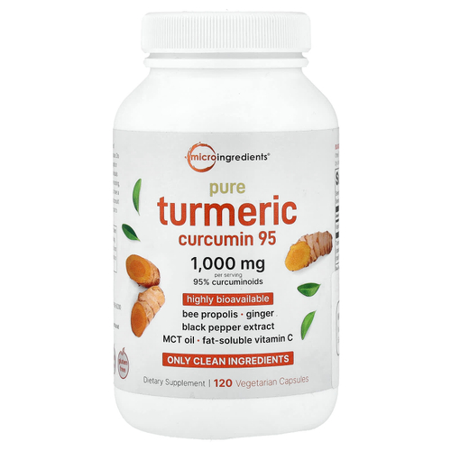 Micro Ingredients, чистый куркумин из куркумы 95, 120 вегетарианских капсул