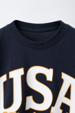 ZARA ФУТБОЛКА В УНИВЕРСИТЕТСКОМ СТИЛЕ, МОРСКОЙ СИНИЙ