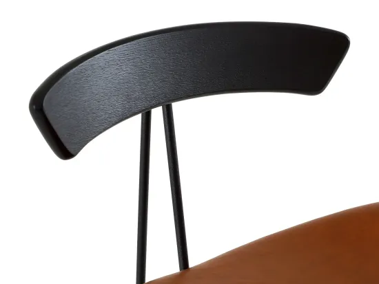 Барный стул Candy металлический, деревянная спинка, коричневая экокожа