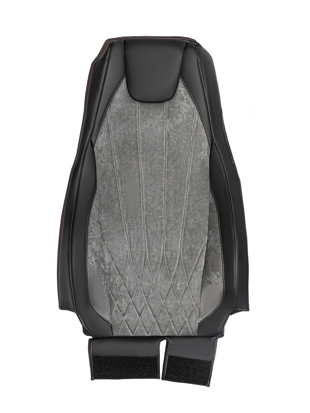 Чехлы Люкс Scania 5 серия 2 высоких сиденья (экокожа, черный, серая вставка)