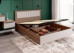 МС Роза Кровать 1600 Орех Франклин/Ройс Бежевый Скин, ДСВ Мебель