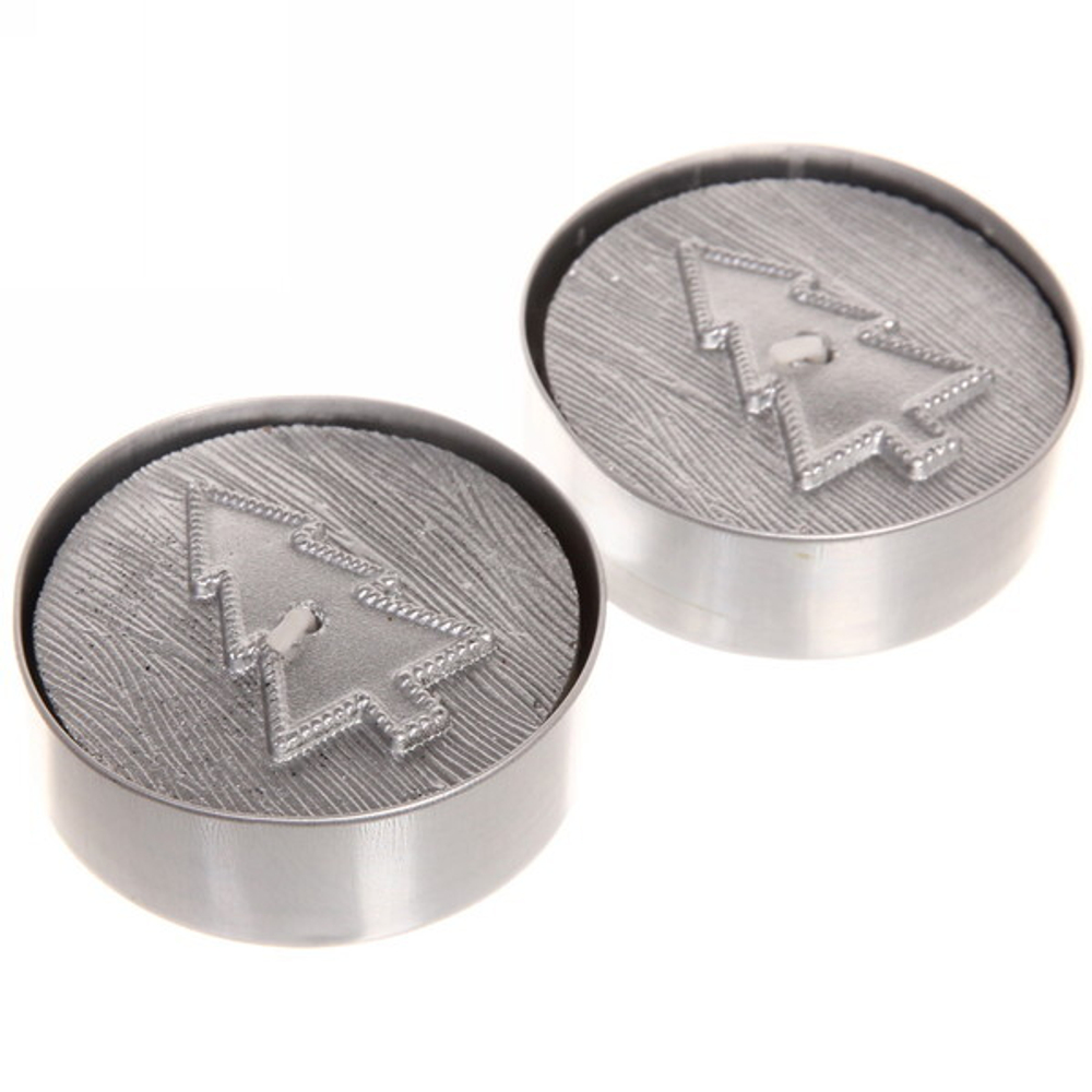 Свечи новогодние «Ёлочка объемная» 5,5 см (набор 2 шт), серебро