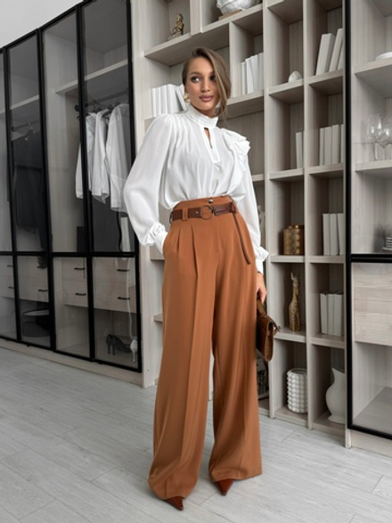 Брюки палаццо с защипами