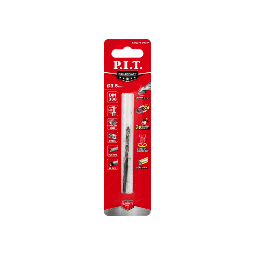 Сверло по металлу самоцентрирующееся P.I.T. серия DRUA AMED16-0003A (HSS, ?3,5мм, 70х39мм,SharkStep)