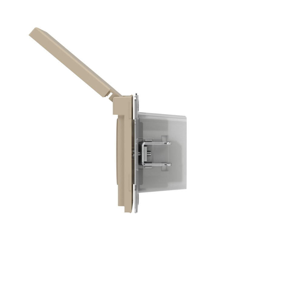 Розетка силовая, 2P+E, с з/ш, с крышкой, IP44, KANT, ванильный марципан