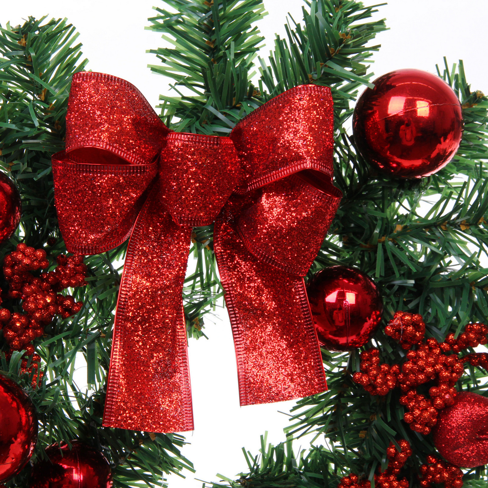 Венок хвойный «Сказочное украшение» d-30 см, ПВХ, Красный