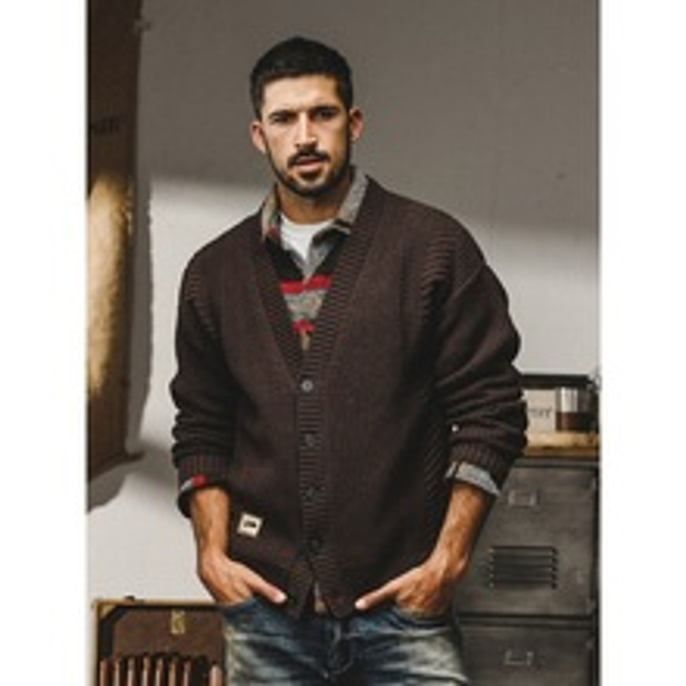 Кардиган-свитер толстая вязка мужской зимний утолщенный