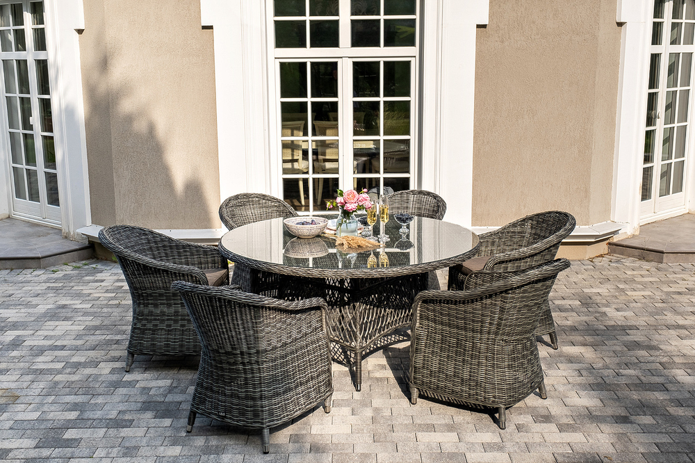 "Эспрессо–150 R" обеденная группа плетеная, цвет графит