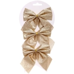 Бант на ёлку «Зимнее очарование» 11*11 см (набор 3 шт), Шампань