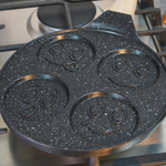 Сковорода для оладий 22см "Улыбки" с антипригарным покрытием Black Marble, индукция