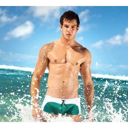 Мужские плавки хипсы  бело-зеленые Aussiebum Handlebar Hip Tamarama
