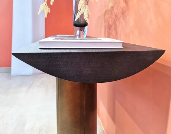 Консоль 4738, 140х80х40 см, металл, массив ясеня, мрамор