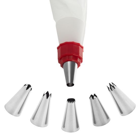 Кондитерский мешок с переходником и 6 стальными насадками Kamille KM-7779