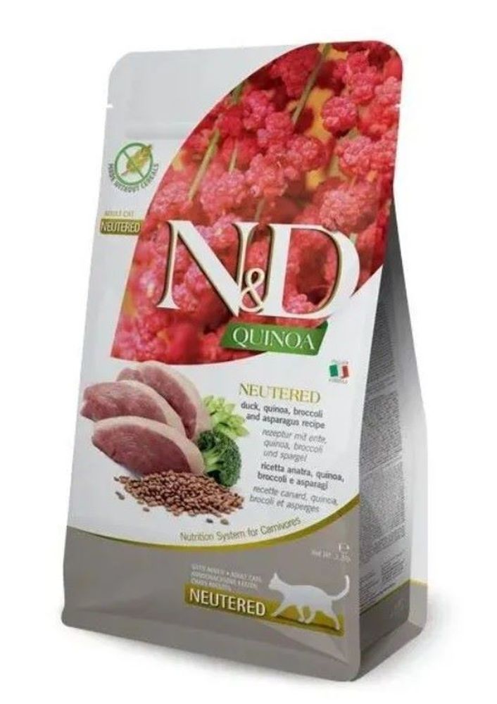 Сухой корм для стерилизованных кошек N&amp;D Quinoa Duck, Broccoli &amp; Asparagus Neutered с уткой 1,5 кг