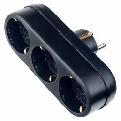 Тройник, разветвитель сетевой с заземлением TOKER 3L3, черный