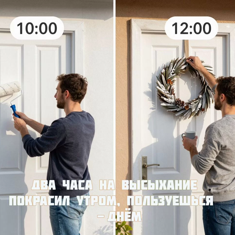 Универсальная акриловая краска «Гумвнутрянка» — колеровка в любой оттенок, без запаха, с матовым финишем.