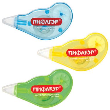 Штрих-лента (ПИФАГОР) 5 мм х 4 м, корпус ассорти, механизм перемотки, блистер 227803