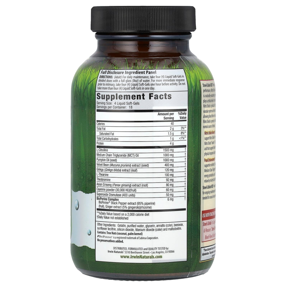 Irwin Naturals, Steel-Libido Red, Blood-Flow, 75 мягких желатиновых капсул с жидкостью