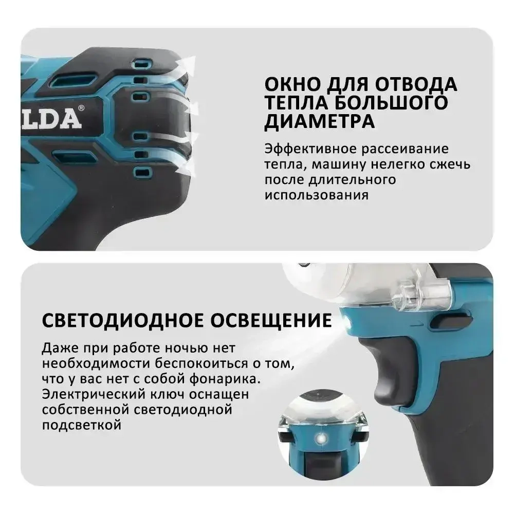 Гайковерт электрический /Винтоверт аккумуляторный ударный бесщеточный , 21V,1800W