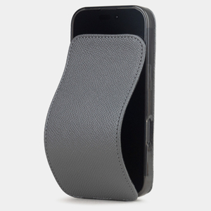 Чехол iPhone 16 Pro натуральная кожа сафьяно, серого цвета