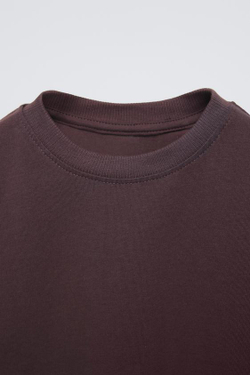 ZARA НАБОР ИЗ ТРЕХ ОДНОТОННЫХ ФУТБОЛОК, ЦВЕТ БУРГУНДСКОГО ВИНА