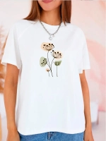 Футболка больших размеров с принтом цветы