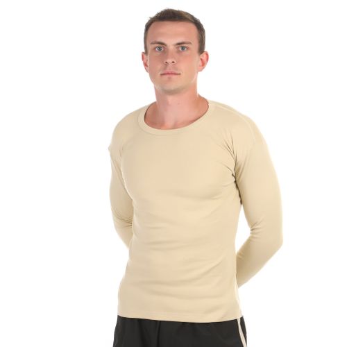 Мужской комплект нательного белья (лонгслив и кальсоны) бежевый утепленный QianBA