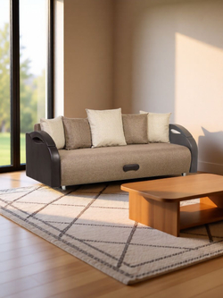 Диван прямой Юпитер Еврокнижка с бельевым ящиком, Ратибор Светлый (рогожка), 220 см