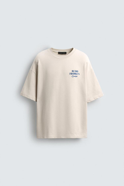 ZARA ТОЛСТОВКА СТИРАНАЯ С ГРАФИЧЕСКИМ ПРИНТОМ, ЦВЕТ СЛОНОВОЙ КОСТИ