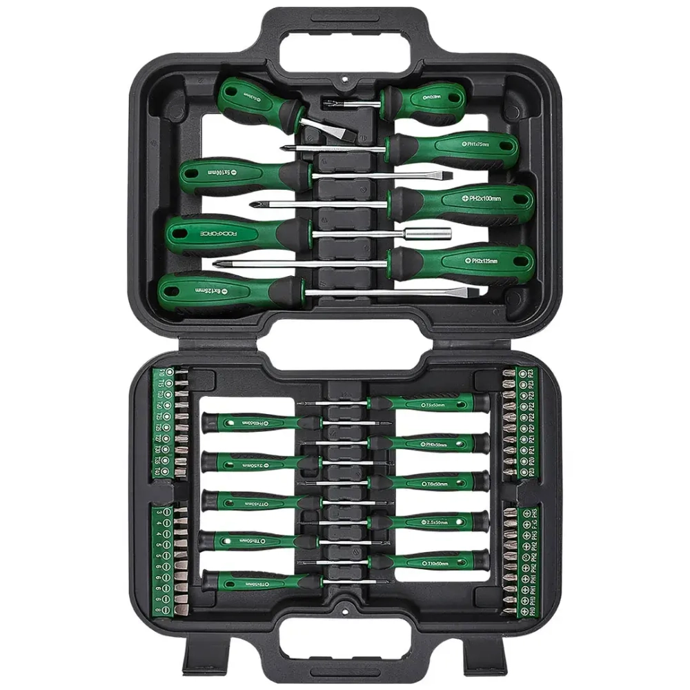 Отвертки в комплекте с битами, набор 58пр. RockFORCE RF-7058C