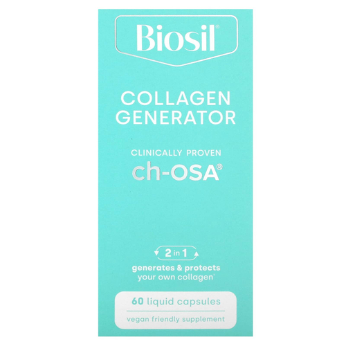 Biosil, Collagen Generator, средство для стимулирования производства коллагена, 60 капсул с жидкостью