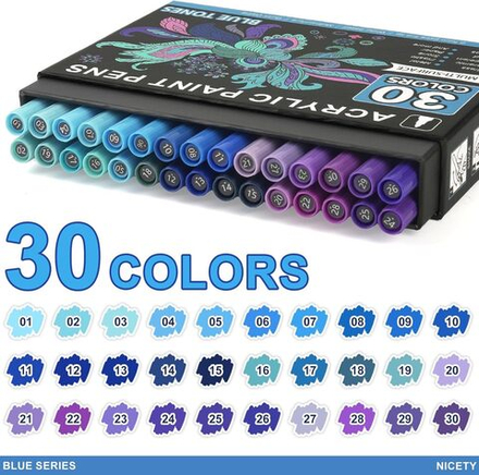 NICETY акриловые маркеры 0,7 мм, 30 шт, Blue