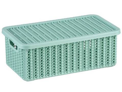 Корзина 6л Вязание с крышкой, фисташковый