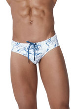 Белые мужские плавки с растительным принтом Fresh Swimsuit Brief (Размер: XL) (Цвет: белый)