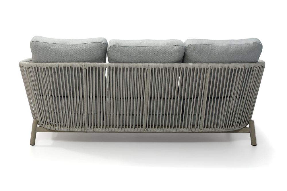 "Прато" диван трехместный из искусственного ротанга, цвет светло-серый, каркас под дерево (холодно-бежевый)