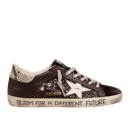 Кеды Golden Goose Super-Star sneakers with glitter and handwritten lettering